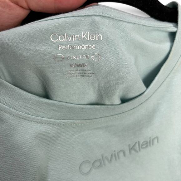 NEW Calvin Klein Ruched Logo Crewneck tank top size medium blue sea teal active - Picture 8 of 11